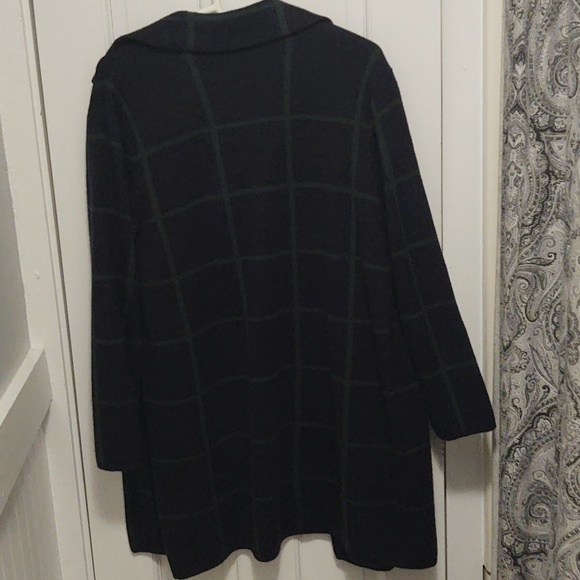 Anne Klein Navy and Green Blazer style cardigan sweater size L - Picture 5 of 7